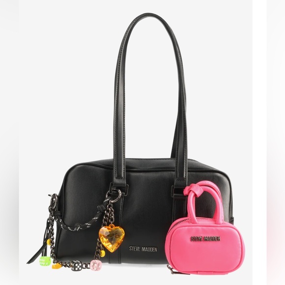 Steve Madden Handbags - Steve Madden Bharlan Black Pink Shoulder Bag New
